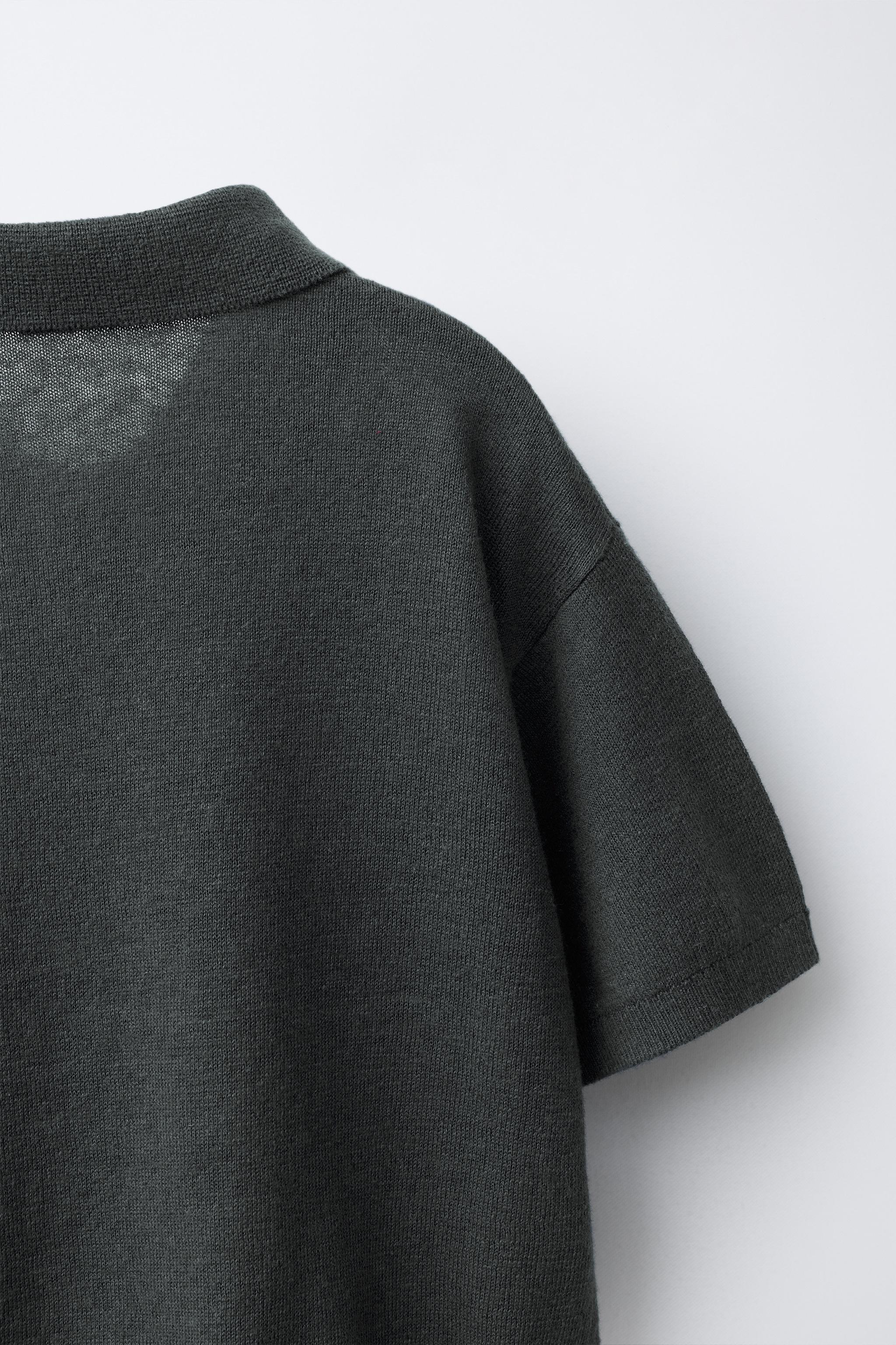 KNIT COTTON LINEN POLO SHIRT